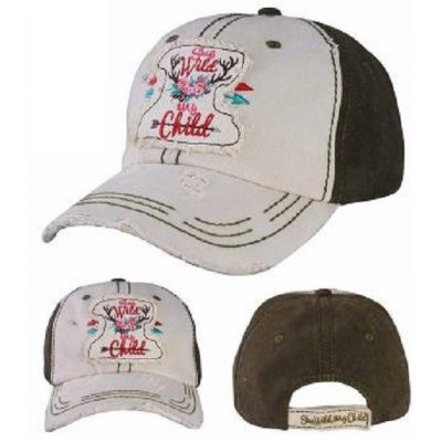 STAY WILD MY CHILD Western  Southwest Stone Gray Cap Hat Factory Distressed  eb-92713376